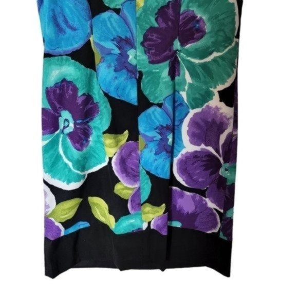 ABStudio Sleeveless Tank‎ Dress Violet Flower Size 6 Floral Black Casual - Picture 9 of 10